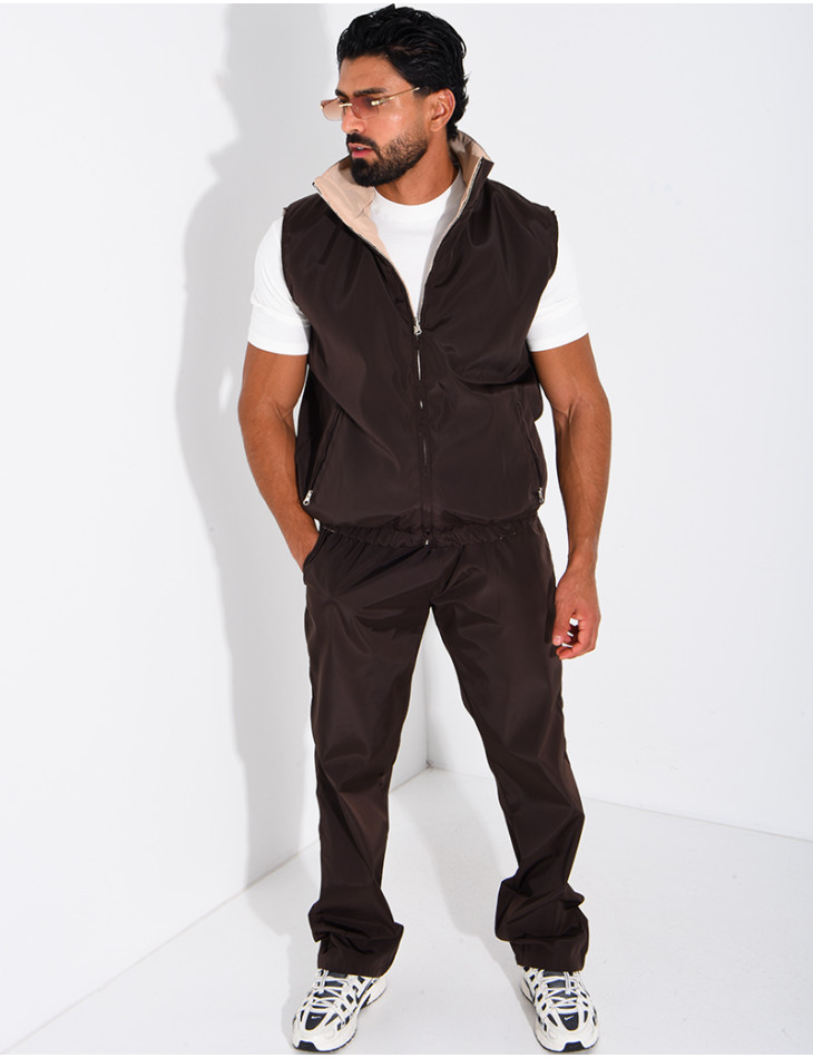Ensemble en tissu imperméable pantalon et veste sans manches réversible