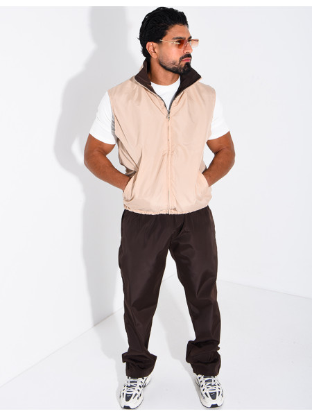 Ensemble en tissu imperméable pantalon et veste sans manches réversible