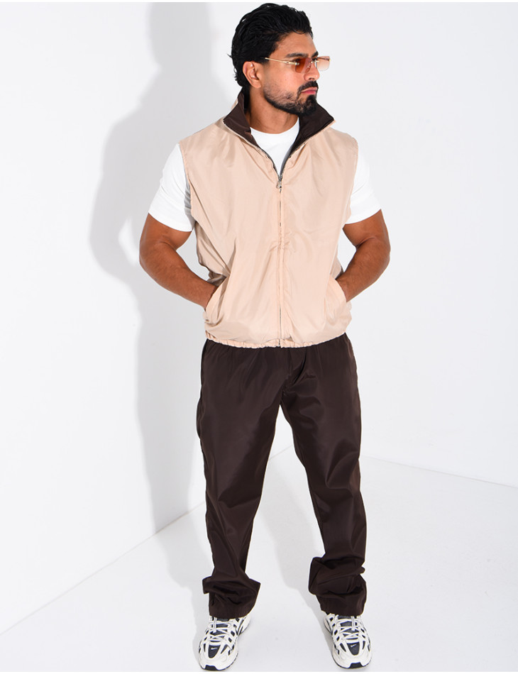 Ensemble en tissu imperméable pantalon et veste sans manches réversible