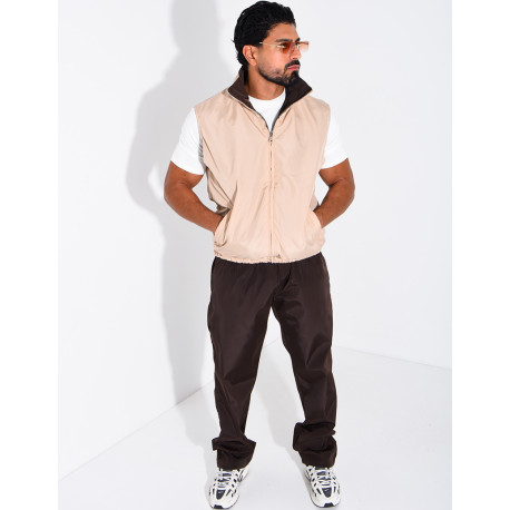 Ensemble en tissu imperméable pantalon et veste sans manches réversible