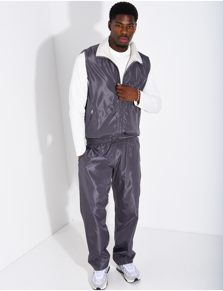 Ensemble en tissu imperméable pantalon et veste sans manches réversible