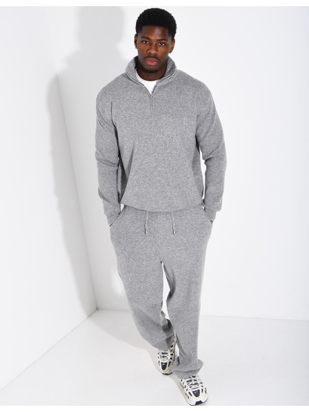 Ensemble côtelé pantalon et pull à col zippé