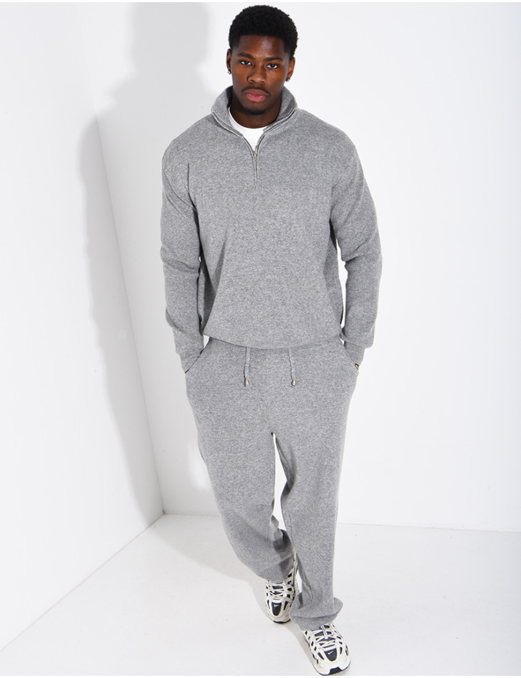 Ensemble côtelé pantalon et pull à col zippé