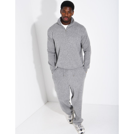 Ensemble côtelé pantalon et pull à col zippé