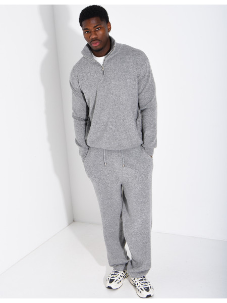 Ensemble côtelé pantalon et pull à col zippé