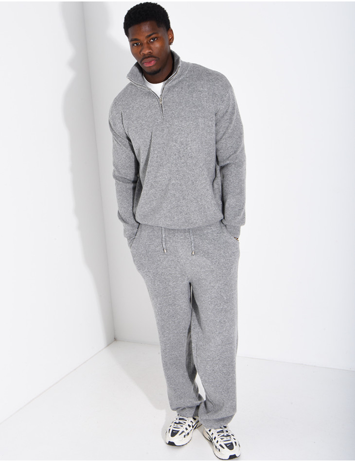 Ensemble côtelé pantalon et pull à col zippé
