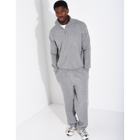 Ensemble côtelé pantalon et pull à col zippé