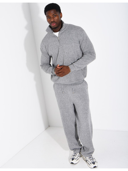 Ensemble côtelé pantalon et pull à col zippé