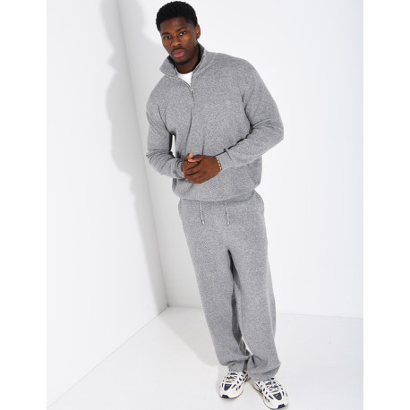 Ensemble côtelé pantalon et pull à col zippé