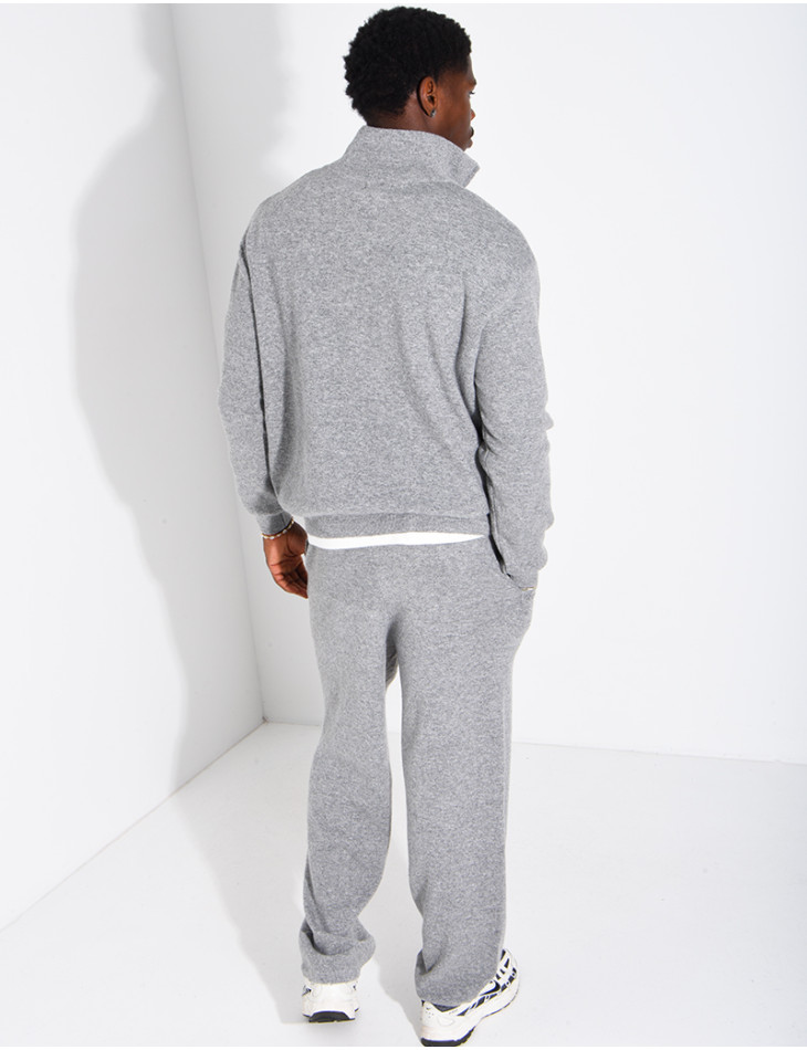 Ensemble côtelé pantalon et pull à col zippé