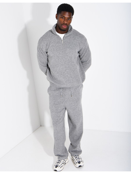 Ensemble côtelé pantalon et pull à col zippé