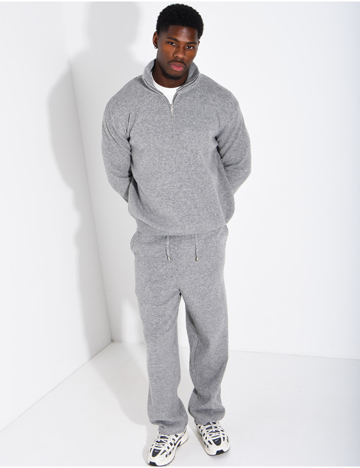 Ensemble côtelé pantalon et pull à col zippé