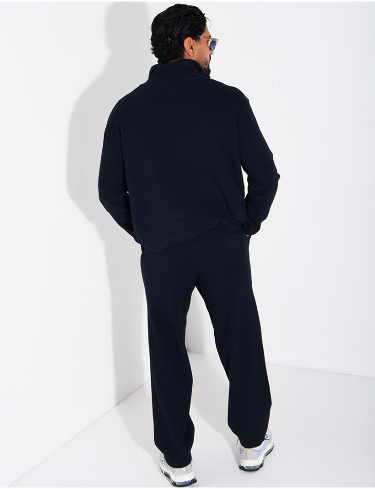 Ensemble côtelé pantalon et pull à col zippé