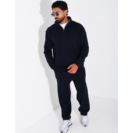 Ensemble côtelé pantalon et pull à col zippé