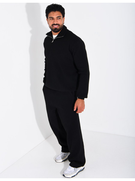 Ensemble côtelé pantalon et pull à col zippé