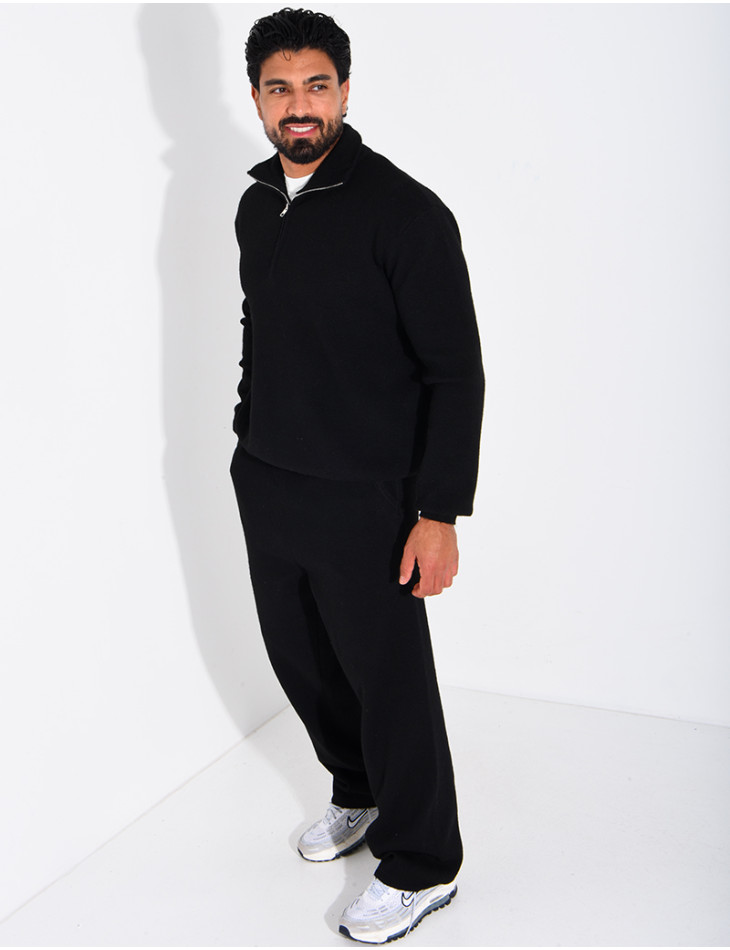 Ensemble côtelé pantalon et pull à col zippé