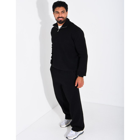 Ensemble côtelé pantalon et pull à col zippé