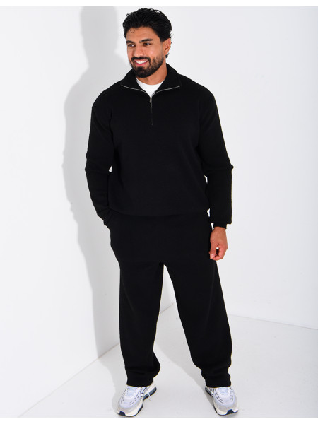 Ensemble côtelé pantalon et pull à col zippé