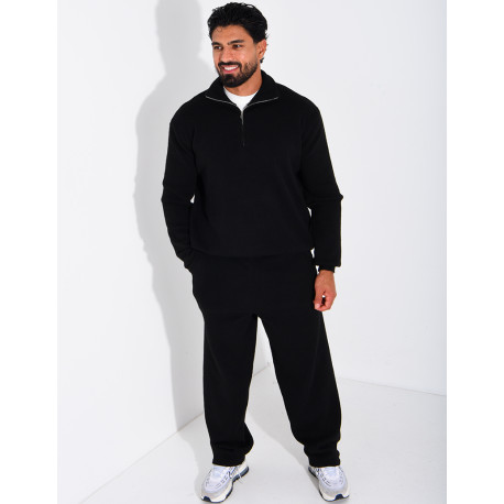 Ensemble côtelé pantalon et pull à col zippé