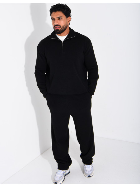Ensemble côtelé pantalon et pull à col zippé