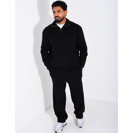 Ensemble côtelé pantalon et pull à col zippé
