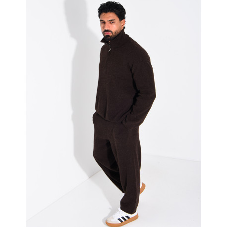 Ensemble côtelé pantalon et pull à col zippé