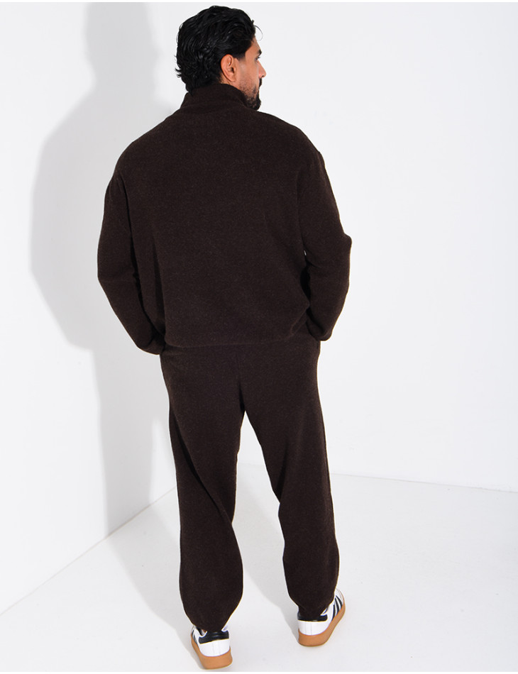 Ensemble côtelé pantalon et pull à col zippé