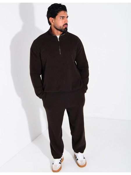 Ensemble côtelé pantalon et pull à col zippé
