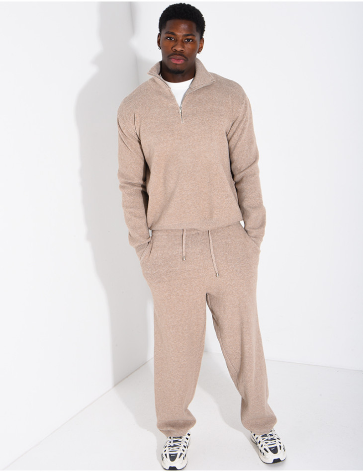 Ensemble côtelé pantalon et pull à col zippé