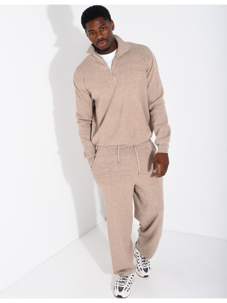 Ensemble côtelé pantalon et pull à col zippé