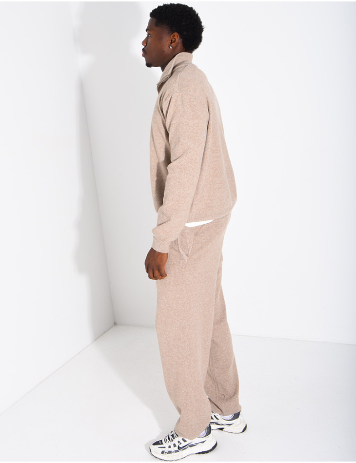 Ensemble côtelé pantalon et pull à col zippé
