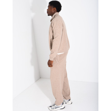 Ensemble côtelé pantalon et pull à col zippé