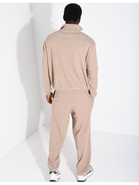 Ensemble côtelé pantalon et pull à col zippé