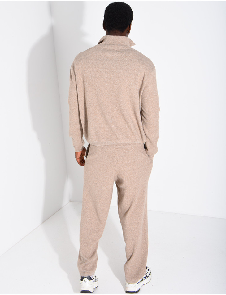 Ensemble côtelé pantalon et pull à col zippé