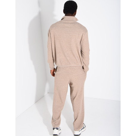 Ensemble côtelé pantalon et pull à col zippé
