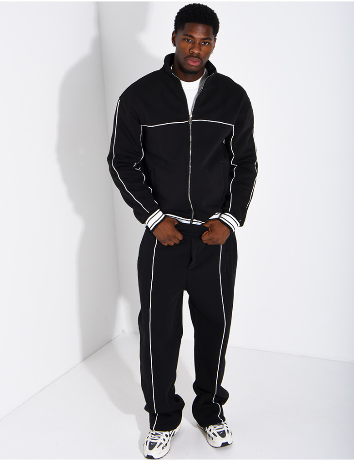 Ensemble jogging à liserés contrastants pantalon et veste