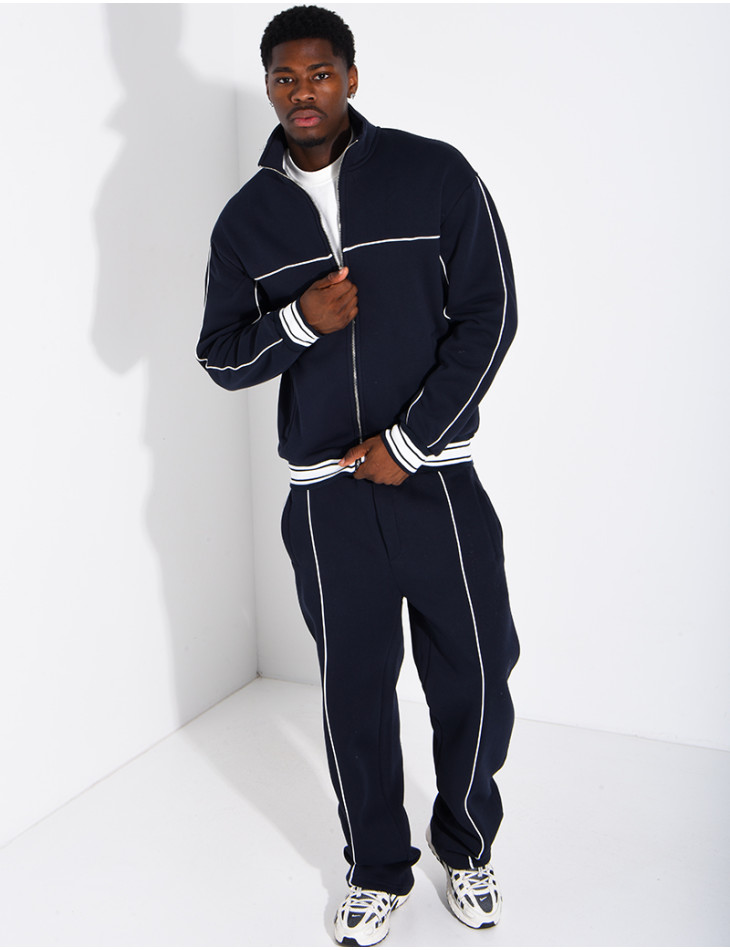Ensemble jogging à liserés contrastants pantalon et veste