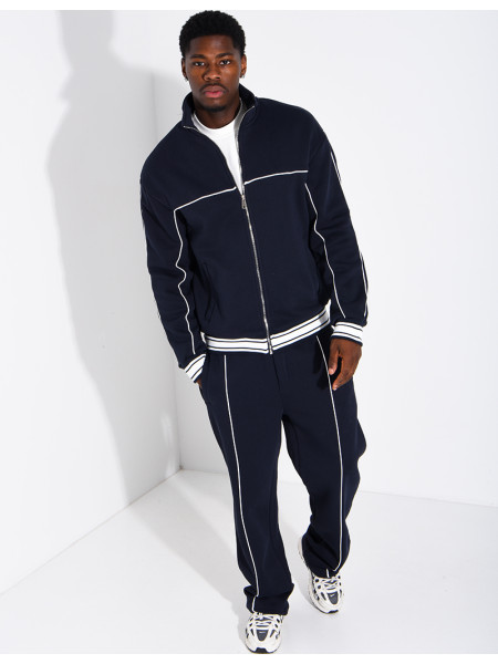 Ensemble jogging à liserés contrastants pantalon et veste