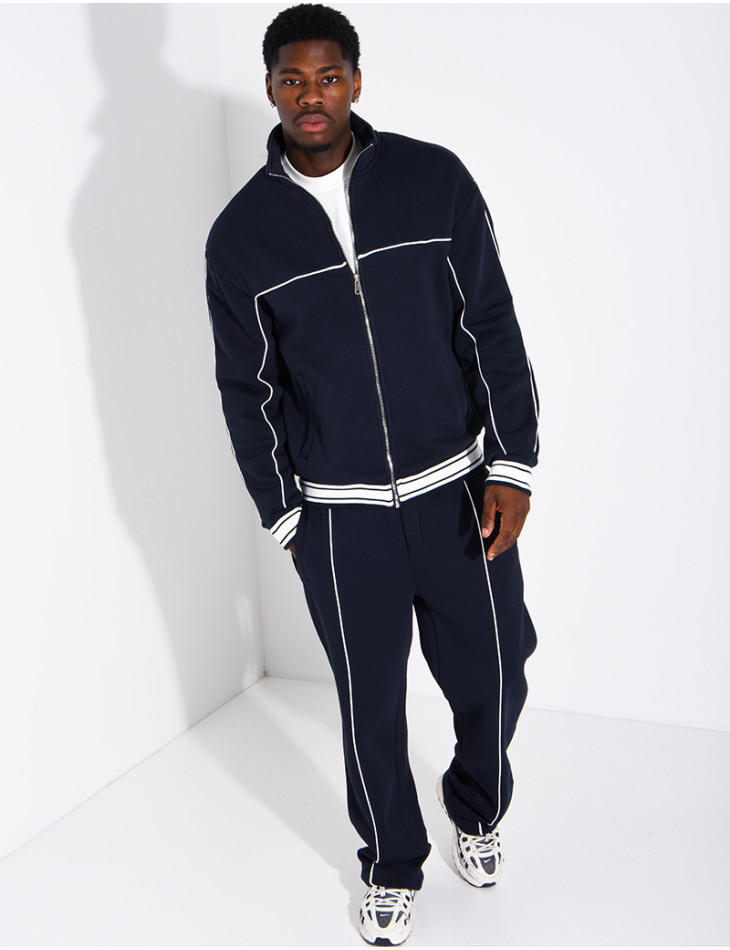 Ensemble jogging à liserés contrastants pantalon et veste