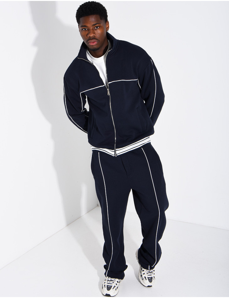 Ensemble jogging à liserés contrastants pantalon et veste