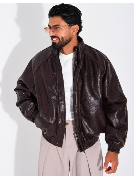 Veste effet cuir grainé