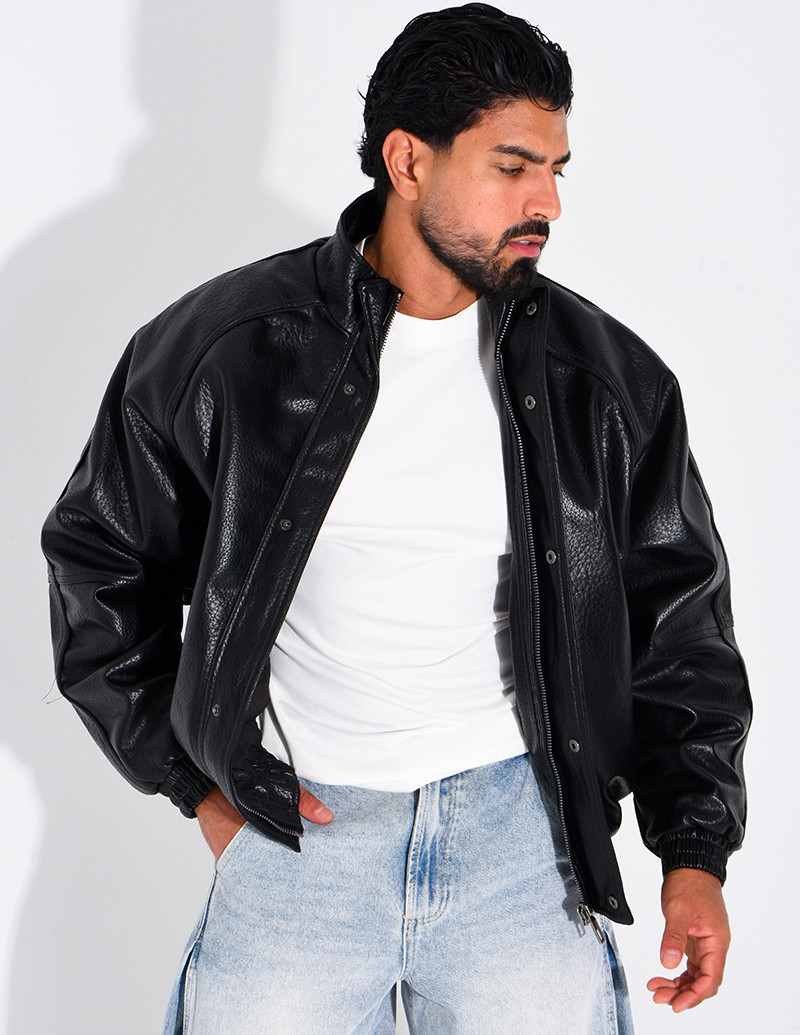 Veste effet cuir grainé