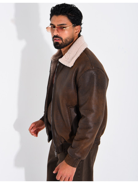 Veste style aviateur en suédine