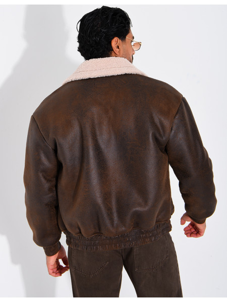 Veste style aviateur en suédine