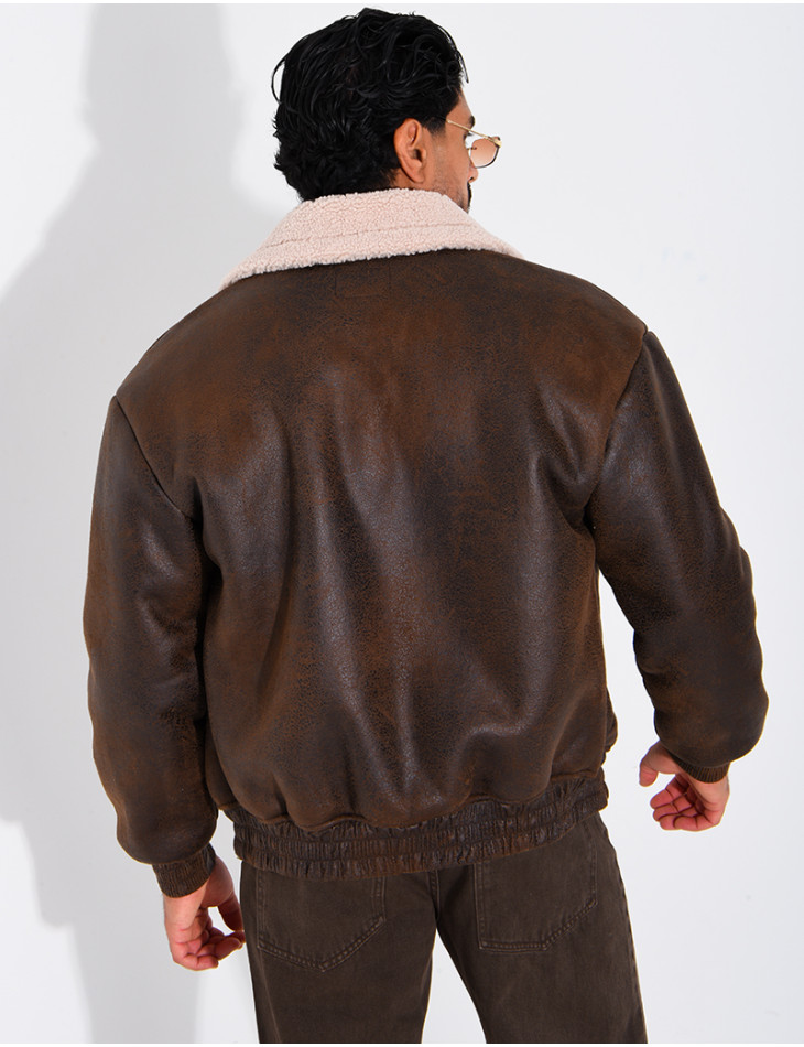 Veste style aviateur en suédine