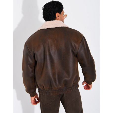 Veste style aviateur en suédine