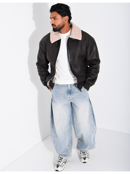 Veste style aviateur en suédine
