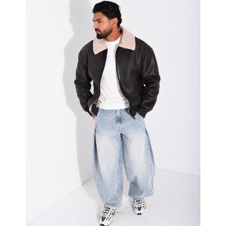 Veste style aviateur en suédine