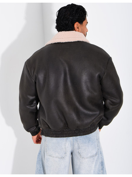 Veste style aviateur en suédine