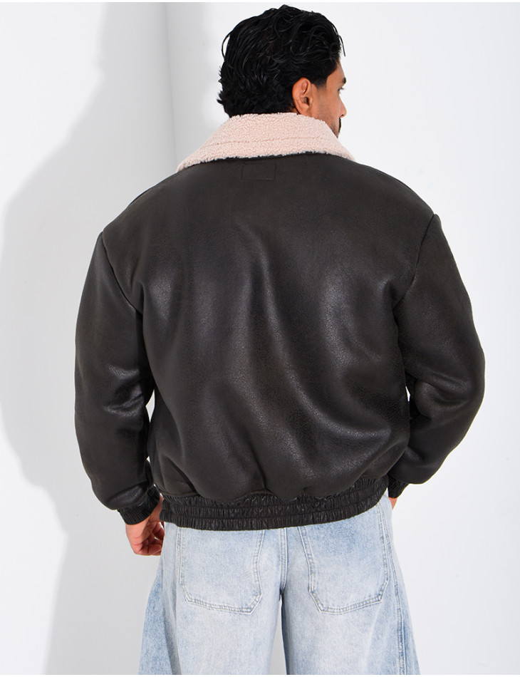 Veste style aviateur en suédine